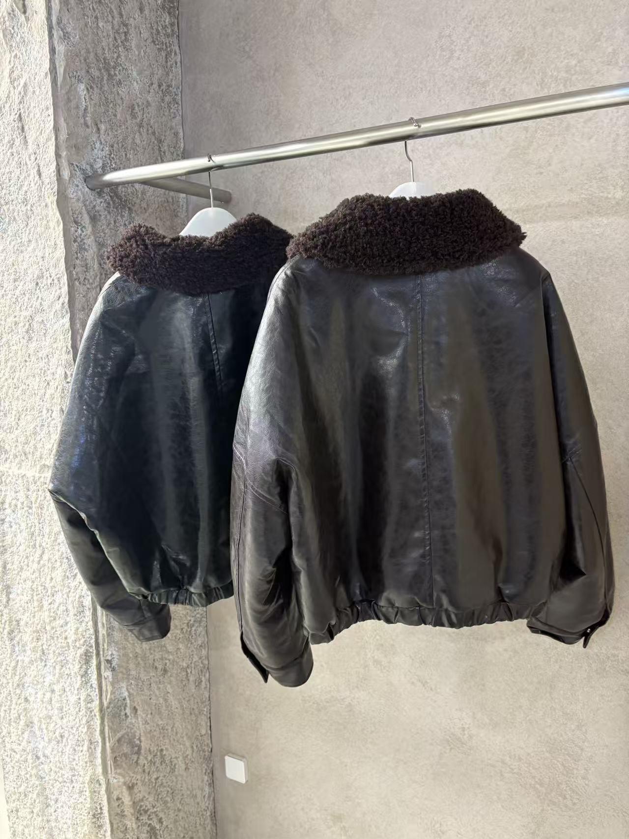 雙面穿毛領皮革外套